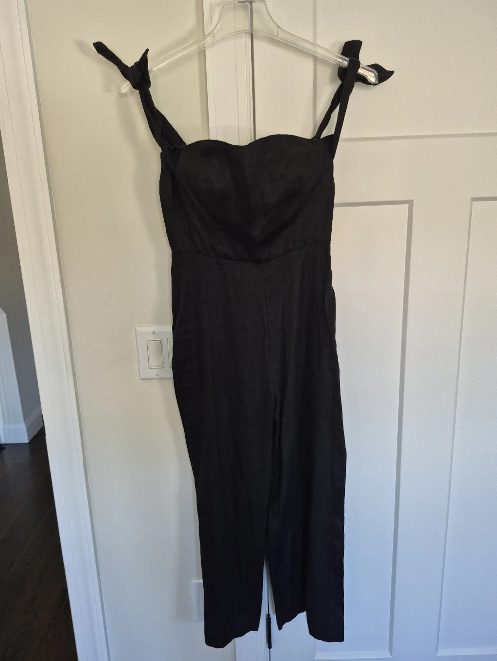 Reformation Jumpsuit Black Linen Wide Leg Size 4